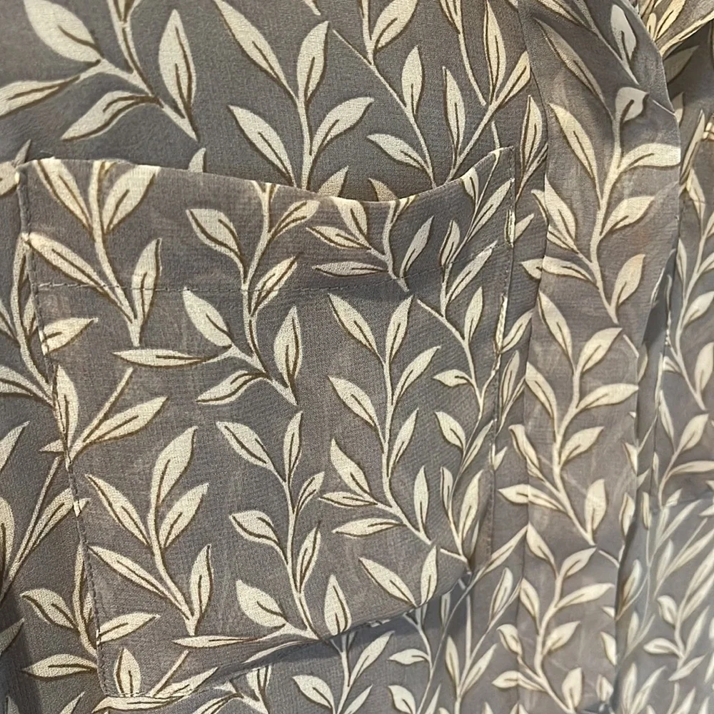 Madewell Sleeveless Button Front Leaf Print Shift Midi Dress Fully Lined Grey 2 - Picture 4 of 11